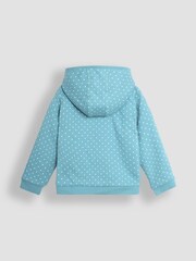 JoJo Maman Bébé Duck Egg Blue Hedgehog Cotton Appliqué Cosy Hoodie - Image 2 of 3