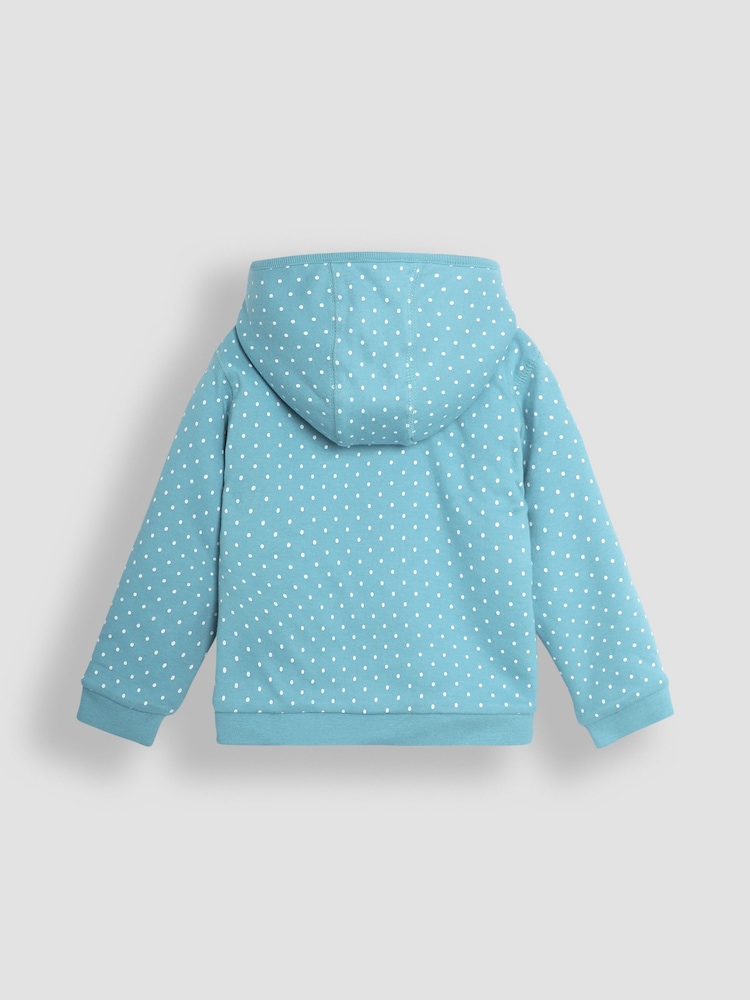 JoJo Maman Bébé Duck Egg Blue Hedgehog Cotton Appliqué Cosy Hoodie - Image 2 of 3
