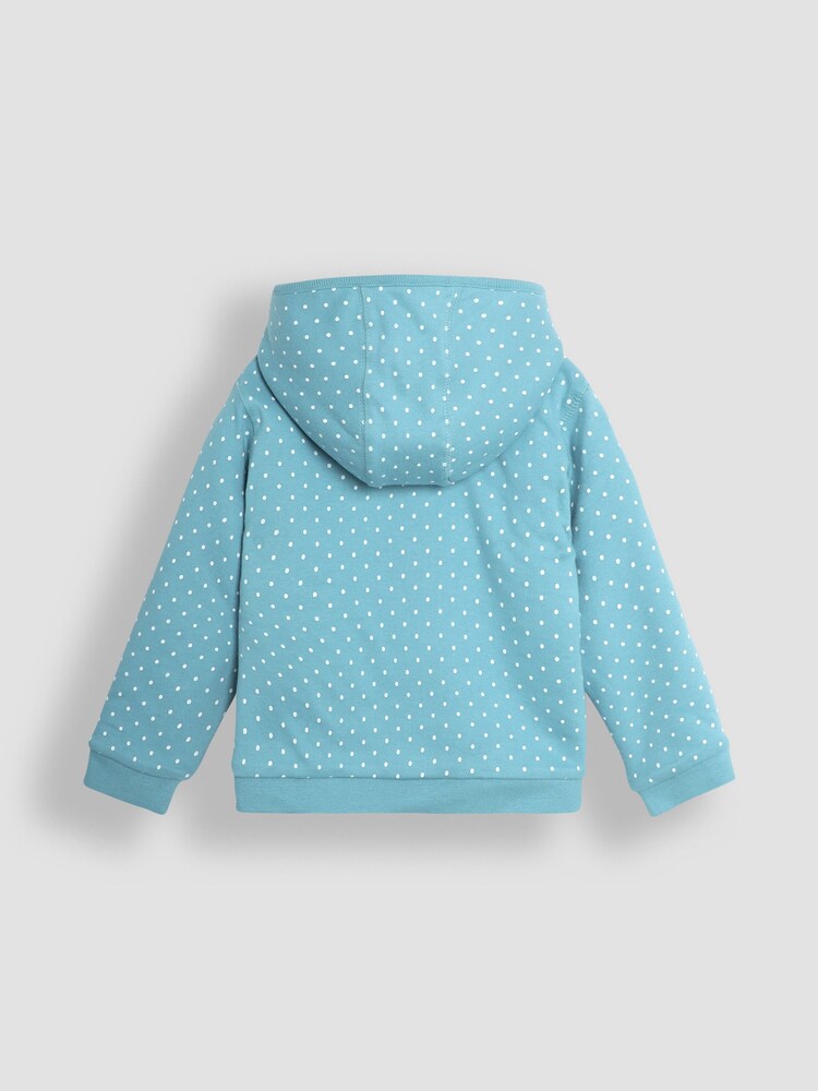 JoJo Maman Bébé Duck Egg Blue Hedgehog Cotton Appliqué Cosy Hoodie - Image 2 of 3 JoJo Maman Bébé Duck Egg Blue Hedgehog Cotton Appliqué Cosy Hoodie - Image 2 of 3