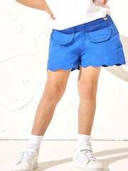 Angel & Rocket Blue Lacey 100% Cotton Scallop Hem Shorts - Image 1 of 5