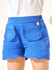 Angel & Rocket Blue Lacey 100% Cotton Scallop Hem Shorts - Image 2 of 5