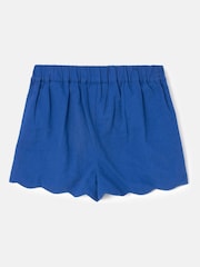 Angel & Rocket Blue Lacey 100% Cotton Scallop Hem Shorts - Image 3 of 5