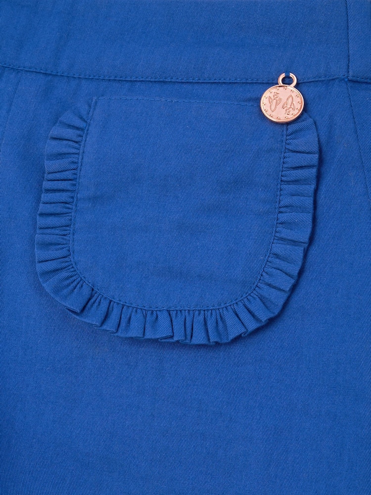Angel & Rocket Blue Lacey 100% Cotton Scallop Hem Shorts - Image 5 of 5