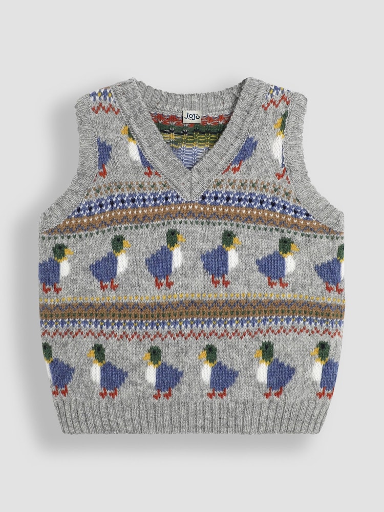 Gris Marl Canard - Jojo Maman Bébé Débardeur en tricot - Image 3 of 5