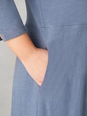 Live Unlimited Blue Curve Cotton Slub Button Front Midi Dress - Image 5 of 9