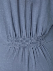 Live Unlimited Blue Curve Cotton Slub Button Front Midi Dress - Image 6 of 9