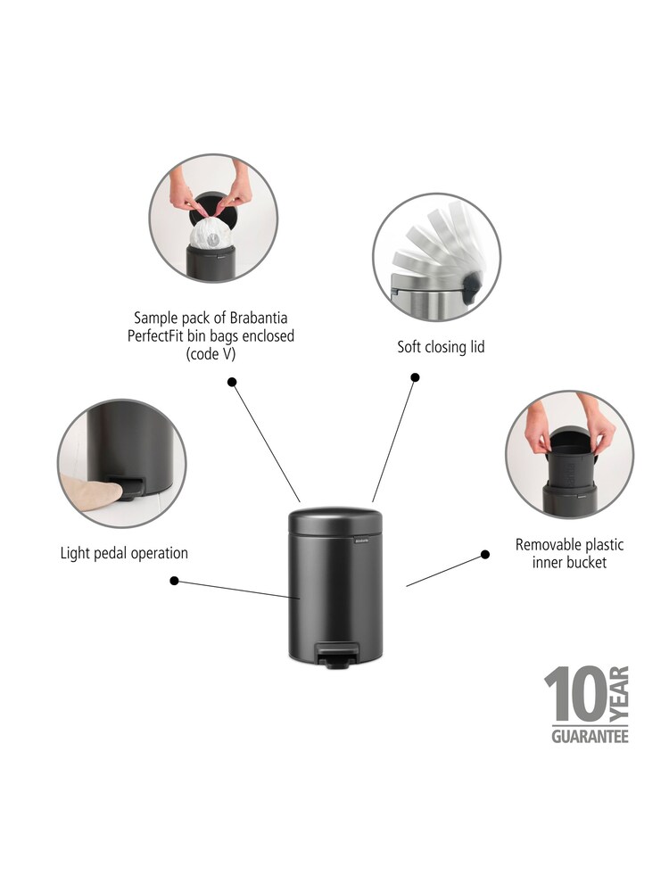 Brabantia Confident Grey Pedal Bin NewIcon 3L - Image 6 of 6 Brabantia Confident Grey Pedal Bin NewIcon 3L - Image 6 of 6