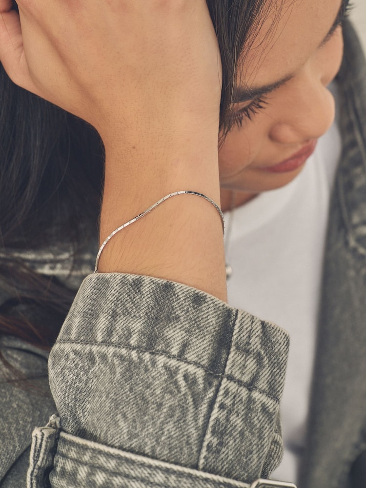 Sterling Silver Sleek Snake Chain Bracelet - Image 1 of 5 Sterling Silver Sleek Snake Chain Bracelet - Image 1 of 5