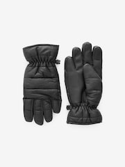 Black Squashy Quilted Gloves (3-16yrs) - Image 1 of 1