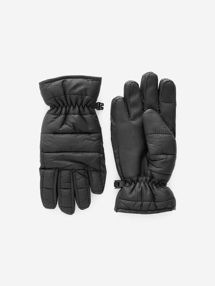 Black Squashy Quilted Gloves (3-16yrs) - Image 1 of 1 Black Squashy Quilted Gloves (3-16yrs) - Image 1 of 1
