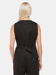 Whistles Black Petite Lindsey Linen Blend Waistcoat - Image 2 of 5