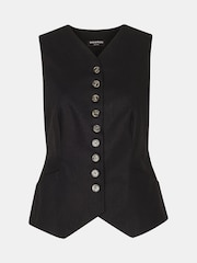 Whistles Black Petite Lindsey Linen Blend Waistcoat - Image 5 of 5