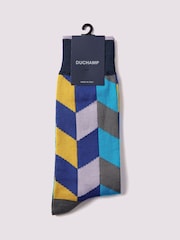 Duchamp Blue Mens Harlequin Socks - Image 2 of 3