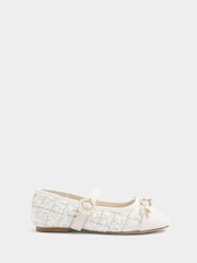 River Island Cream Girls Boucle Ballerinas - Image 1 of 5