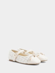 River Island Cream Girls Boucle Ballerinas - Image 2 of 5