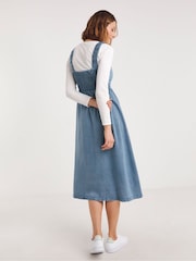 JD Williams Blue Tencel Pinafore Dress - Image 2 of 4