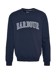 Barbour® Navy Skipton Relaxed Fit Varsity Logo 100% Cotton Sweatshirt - Image 6 of 6
