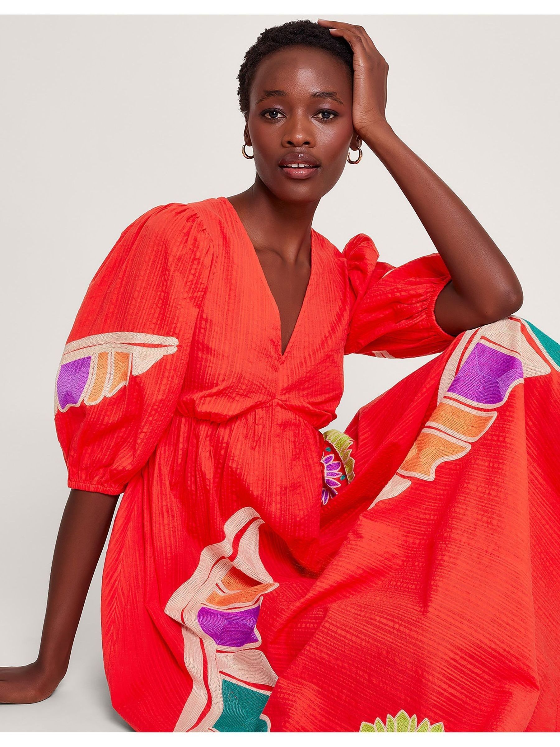 Monsoon red dress clearance