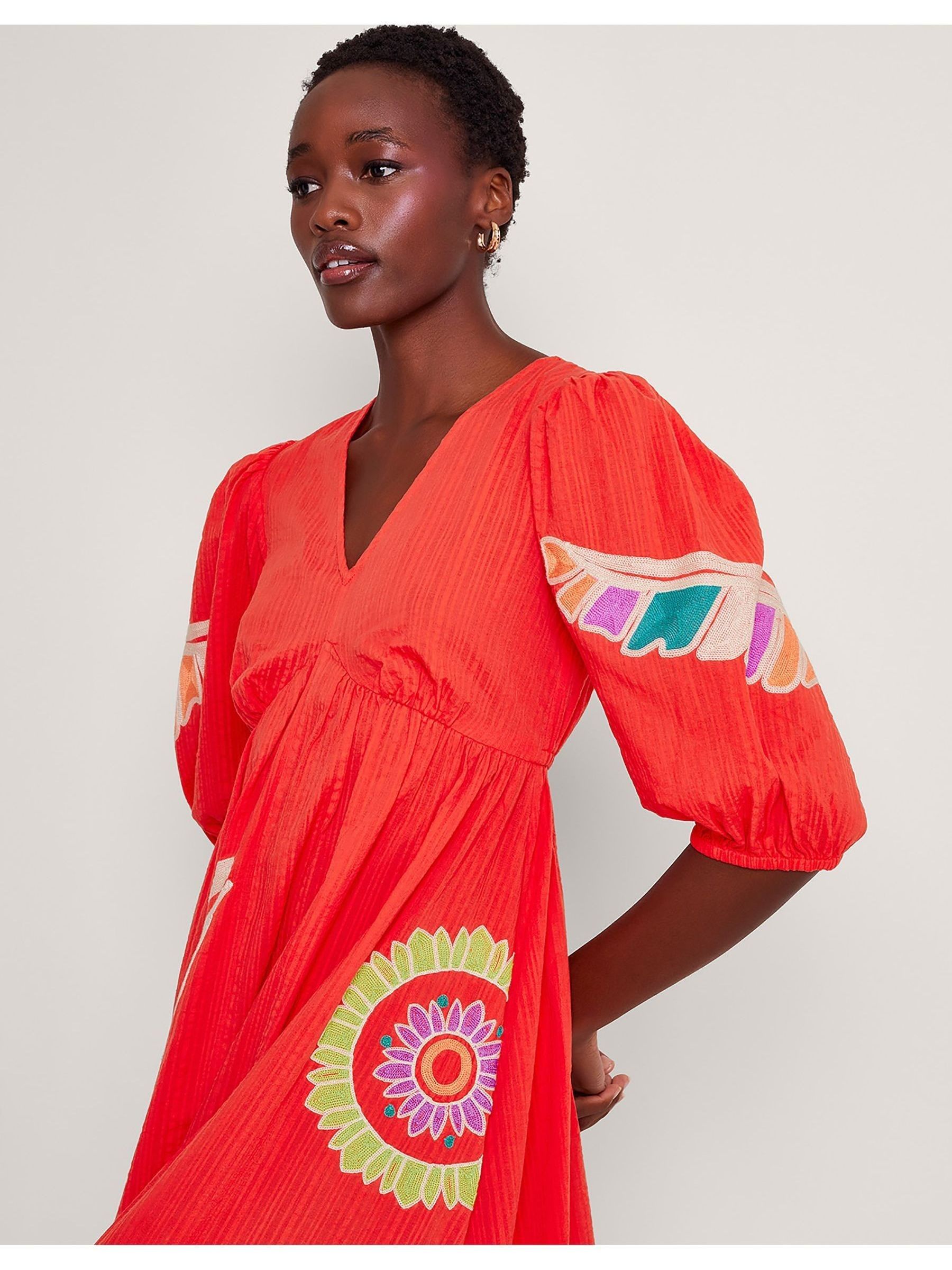 Buy Monsoon Red Ceres Embroidered Dress from Next Luxembourg