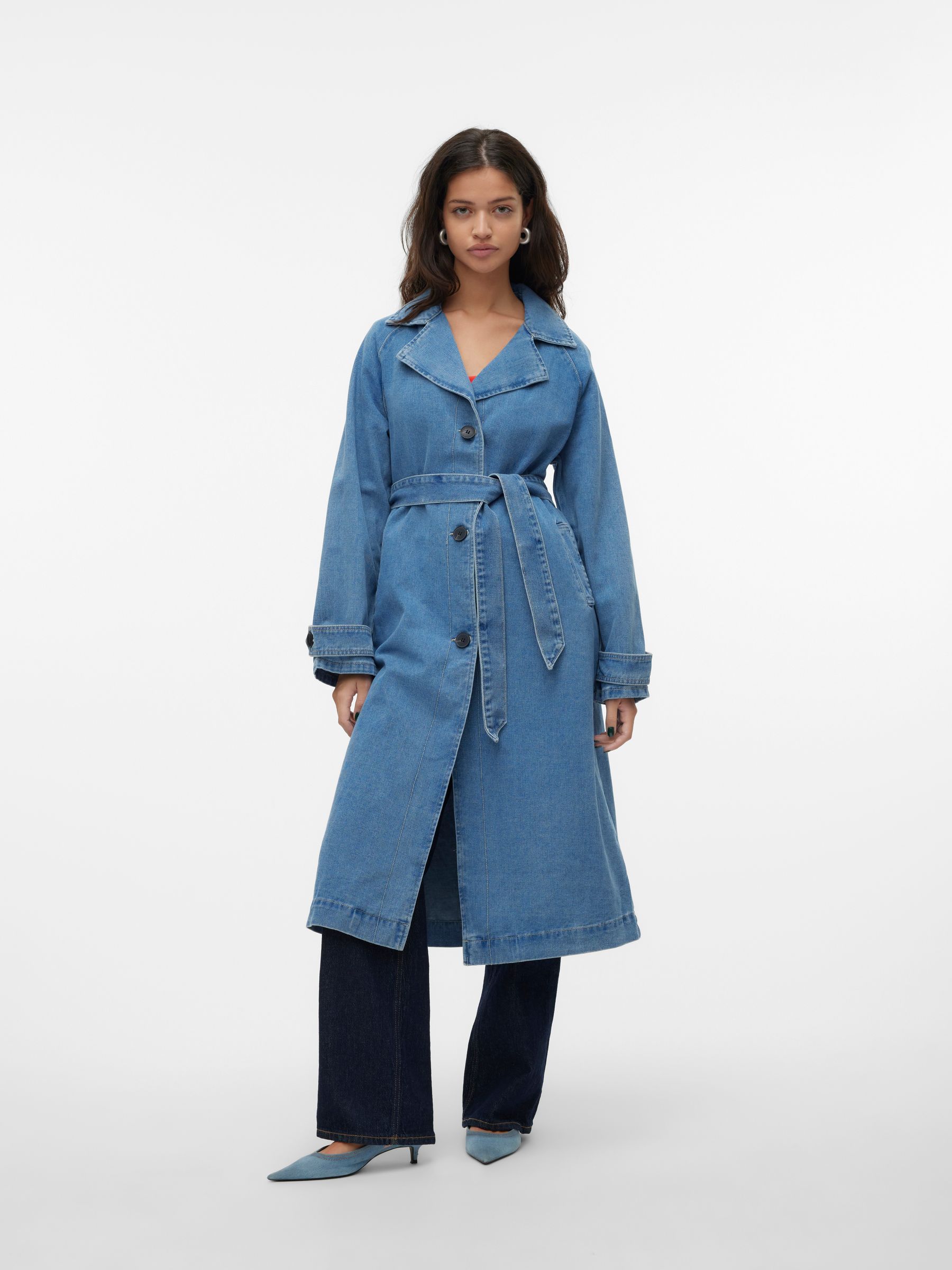 Vero moda long sleeve self tie coat on sale