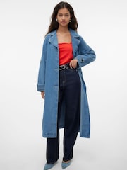 VERO MODA Blue Denim Trench Coat - Image 4 of 6