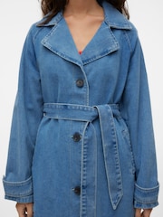 VERO MODA Blue Denim Trench Coat - Image 5 of 6