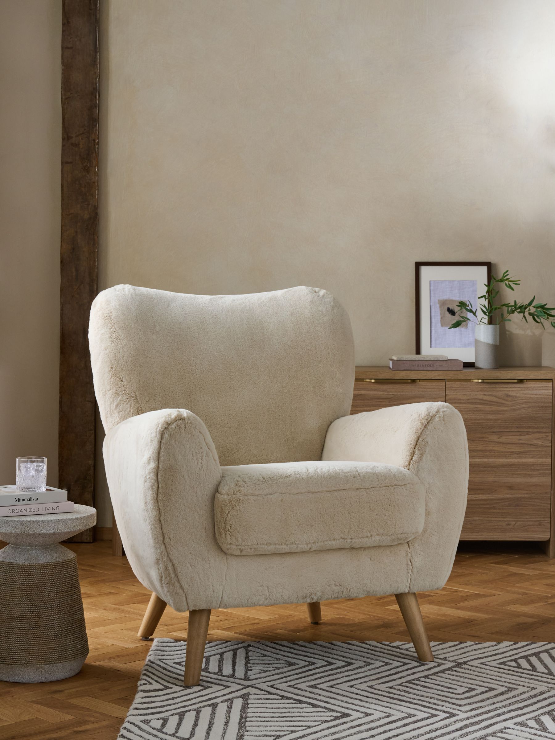 Buy Oslo Faux Fur Light Natural Wilson II Highback Grande Armchair from the Next UK online shop