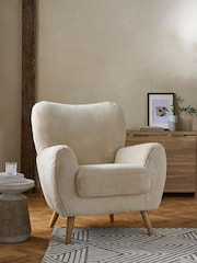 Oslo Faux Fur Light Natural Wilson II Highback Grande Armchair - Image 1 of 9