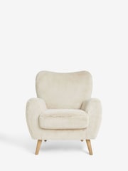 Oslo Faux Fur Light Natural Wilson II Highback Grande Armchair - Image 3 of 9