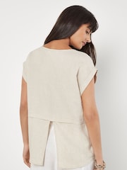 Apricot Natural Linen Split Back Top - Image 1 of 2