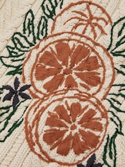 Reiss Ecru Mull Ché Embroidered Cable Knit Cardigan - Image 5 of 5