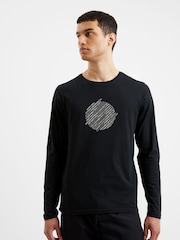 French Connection Black Everforth Long Sleeve 100% Cotton T-Shirt - Image 1 of 3