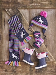 JoJo Maman Bébé Navy Unicorn Embroidered Gloves - Image 1 of 4
