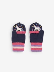 JoJo Maman Bébé Navy Unicorn Embroidered Gloves - Image 2 of 4