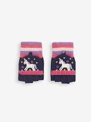JoJo Maman Bébé Navy Unicorn Embroidered Gloves - Image 4 of 4