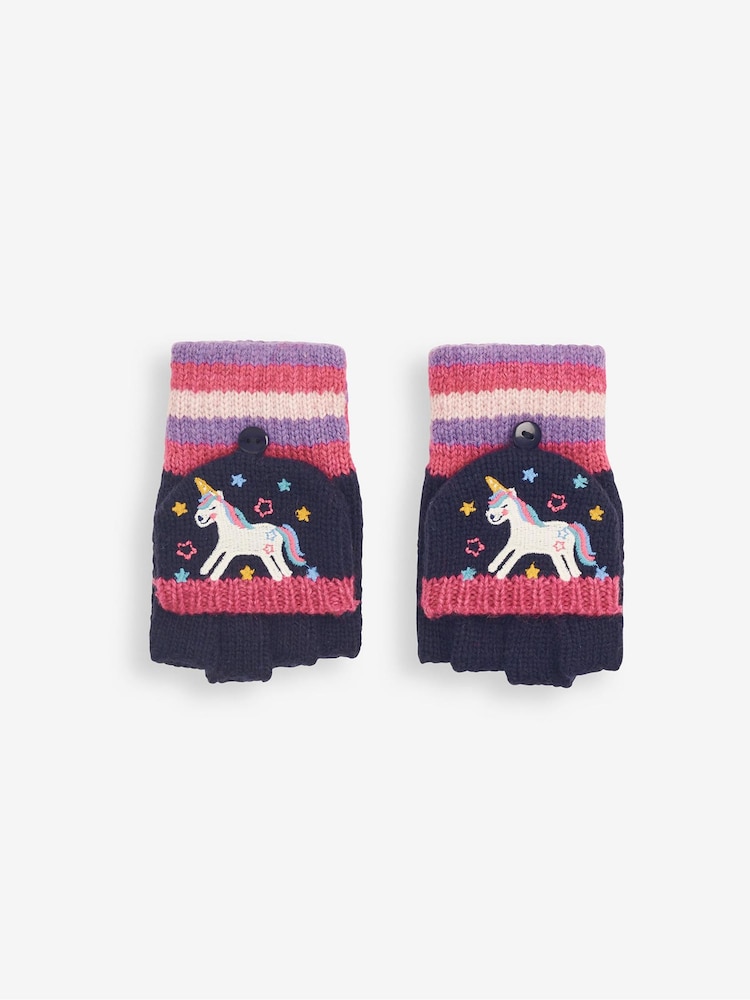 JoJo Maman Bébé Navy Unicorn Embroidered Gloves - Image 4 of 4