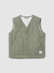 Reiss Sage Green Hayes 9-13 yrs Cotton Quilted Gilet - Image 1 of 4