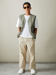 Reiss Sage Green Hayes 9-13 yrs Cotton Quilted Gilet - Image 3 of 4
