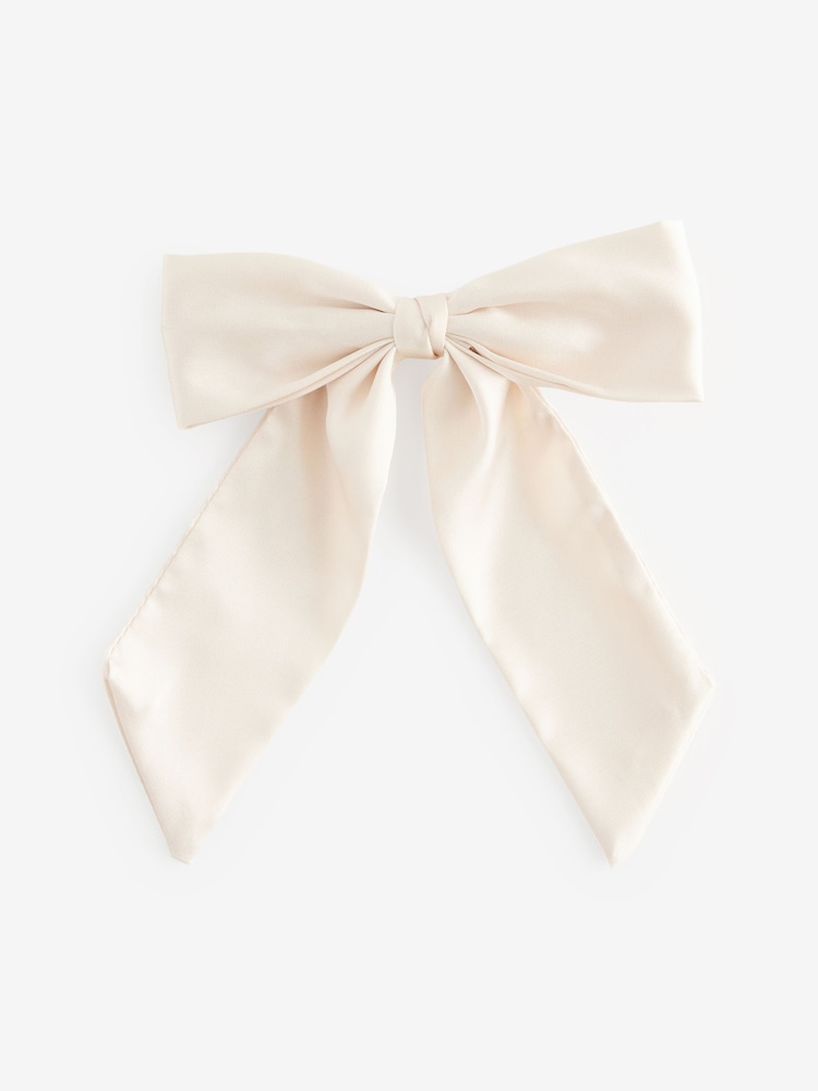 Cream Long Bow Clip - Image 1 of 3 Cream Long Bow Clip - Image 1 of 3
