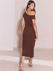 Brun - Lipsy Off The Shoulder Samlet talje Midi Kjole - Billede 5 af 5