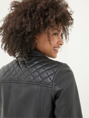 FatFace Bethany Black Quilted Biker Jacket - Image 10 of 11