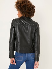 FatFace Bethany Black Quilted Biker Jacket - Image 2 of 11