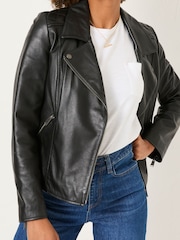 FatFace Bethany Black Quilted Biker Jacket - Image 7 of 11