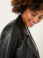 FatFace Bethany Black Quilted Biker Jacket - Image 9 of 11