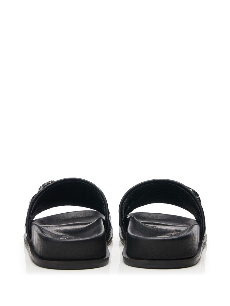 Moda in Pelle Ocarina Glitz Trim Woven Black Mules - Image 3 of 4
