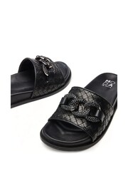 Moda in Pelle Ocarina Glitz Trim Woven Black Mules - Image 4 of 4