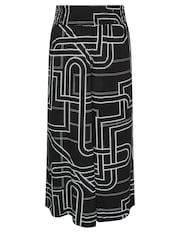 Yours Curve Black Abstract Print Shirred Wide Leg Trousers - Image 6 of 6