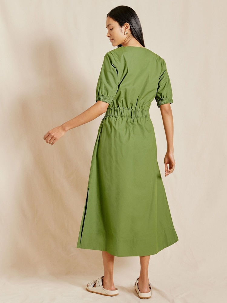 Albaray Green Elastic Waist V-Neck Dress - Image 2 of 5