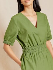 Albaray Green Elastic Waist V-Neck Dress - Image 3 of 5