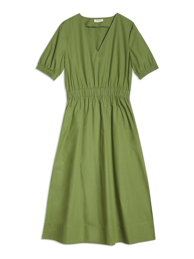 Albaray Green Elastic Waist V-Neck Dress - Image 5 of 5